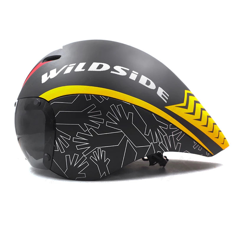 TT Cycling Aero Helmet with Integrated Lens – Triathlon & Time Trial Road Bike Helmet