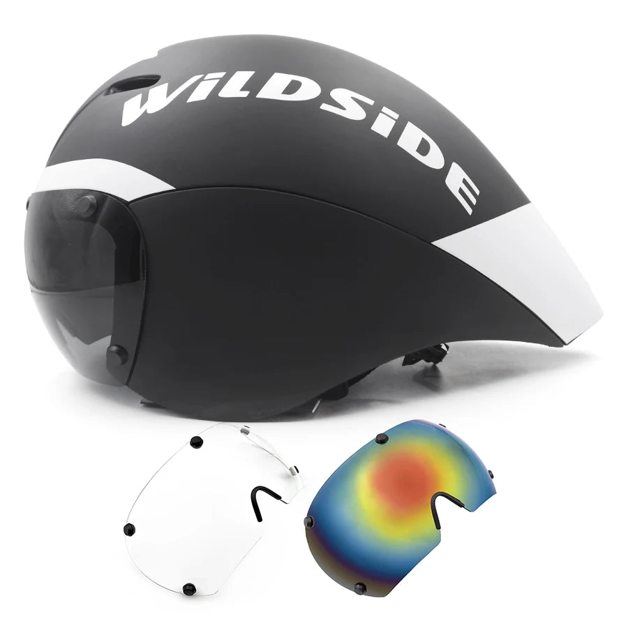 TT Cycling Aero Helmet with Integrated Lens – Triathlon & Time Trial Road Bike Helmet