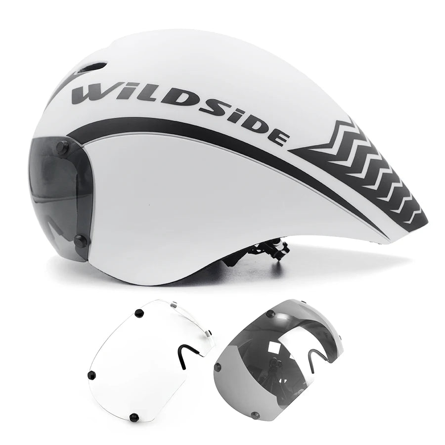 TT Cycling Aero Helmet with Integrated Lens – Triathlon & Time Trial Road Bike Helmet